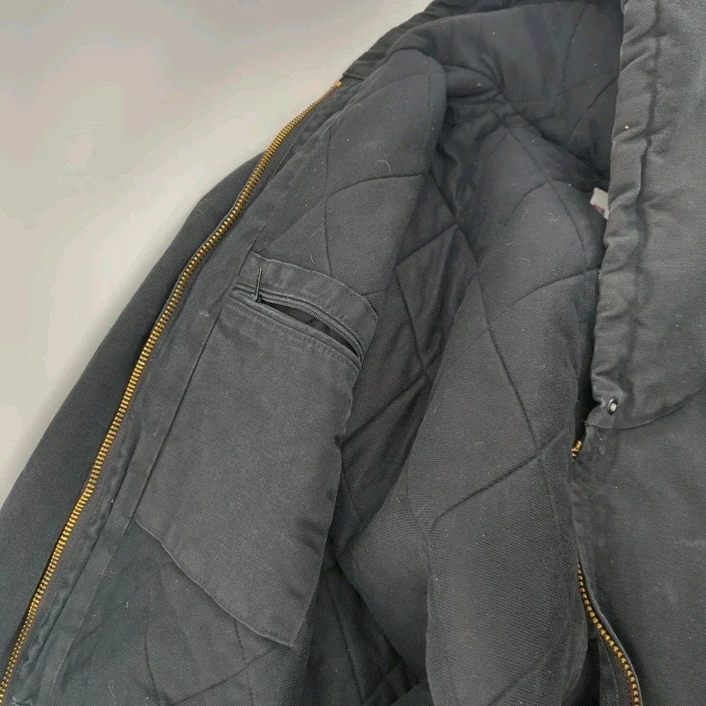 Vintage Carhartt J140 Quilted Lined Black Hooded Jacket XL Union UFCW USA *READ*